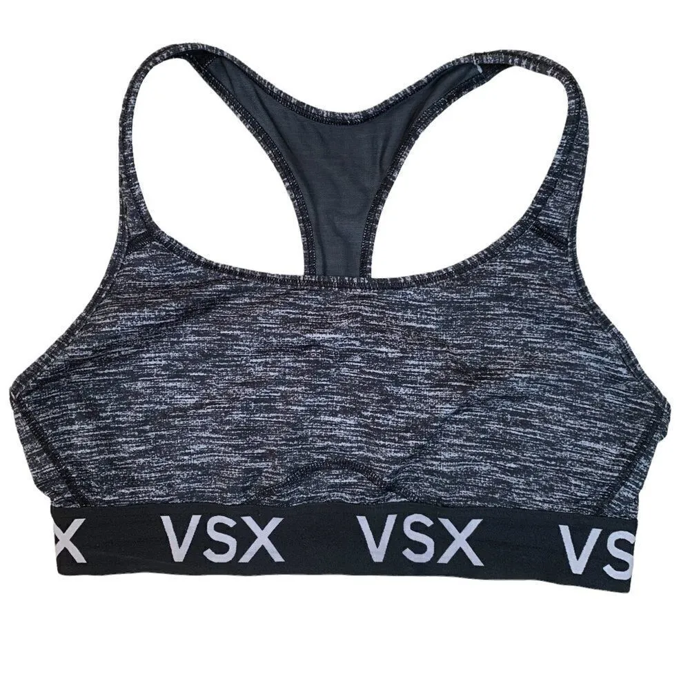 Women’s Victoria's Secret Sport black space dye logo sports bra size large - Image 2
