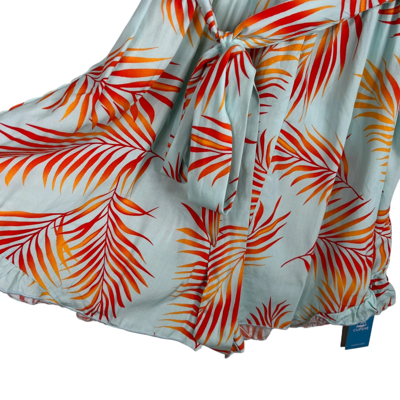 Cupshe  Teal Orange Tropical Flutter Sleeve Romper Large New - Image 12