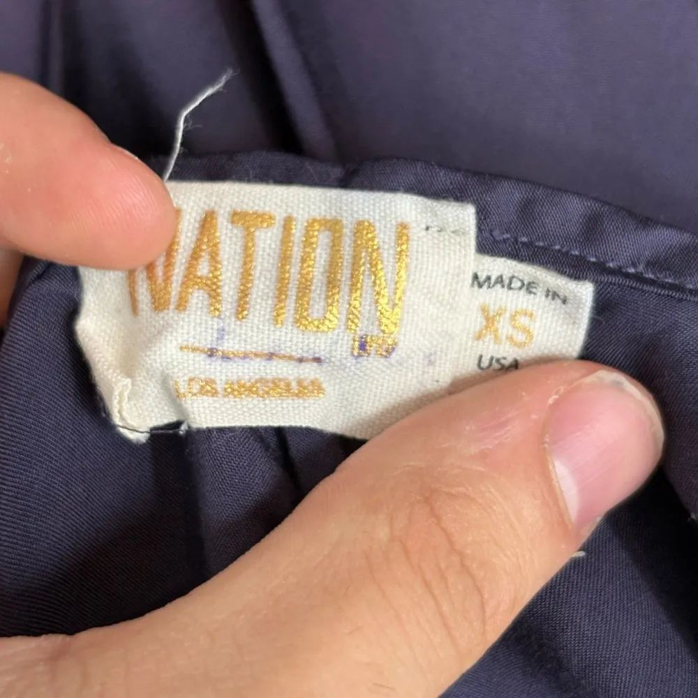 Nation ltd navy blue viscose coquette girly slip midi length dress size xs - Image 3