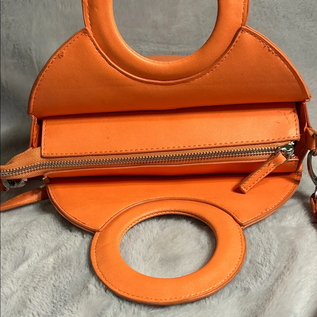 Madden Girl Orange Round Handbag With Adjustable Removable Crossbody Strap - Image 3