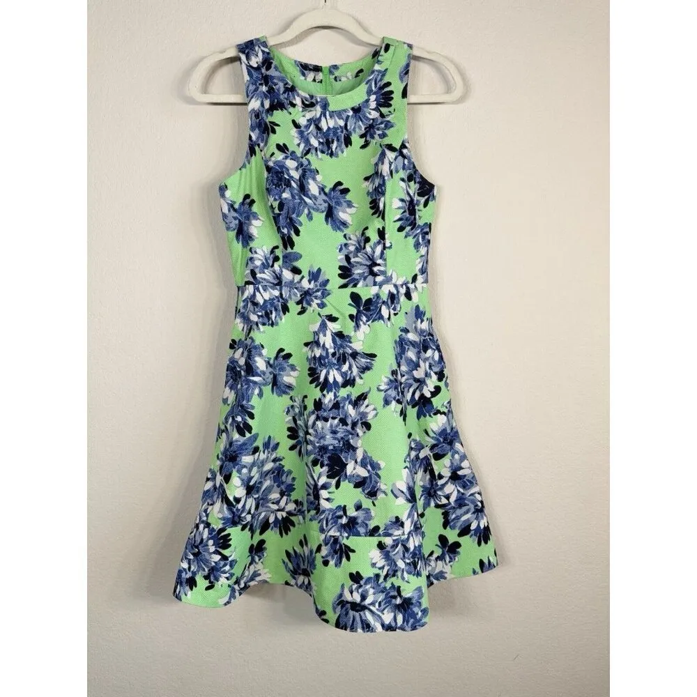 J.Crew‎ Photo Floral Dress Women’s Size 4 Mint Green Blue Spring Pockets A - Image 4