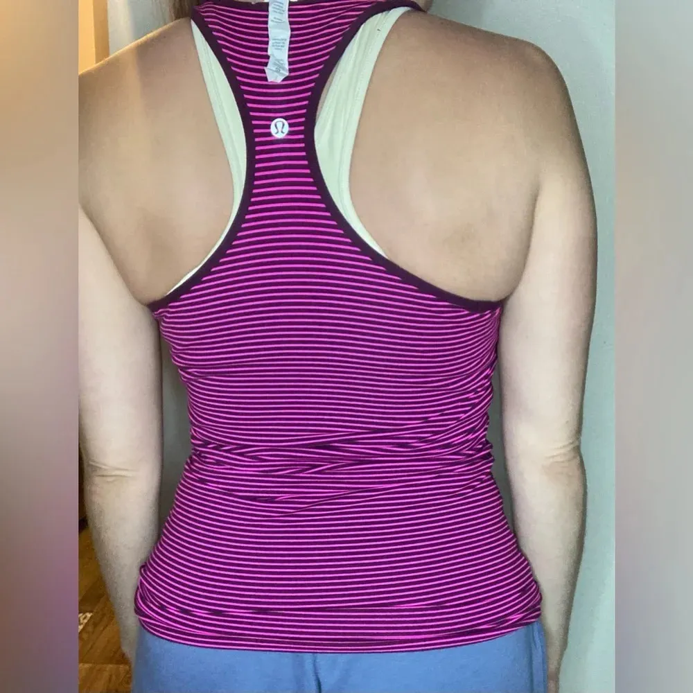 Lululemon Cool Racerback Size 8 in Hyper Stripe Raspberry Glo Light / Plum - Image 2