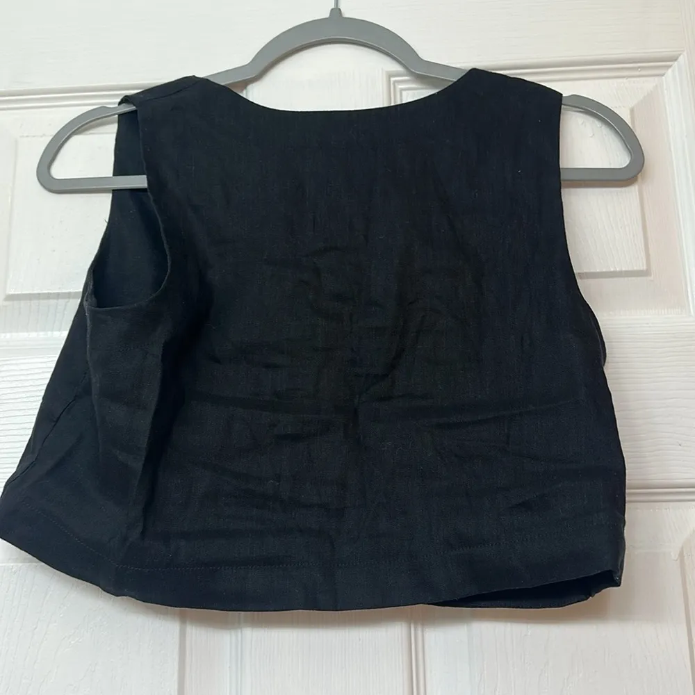 Gianni Bini Linen Blend Crop Top Black - Image 6