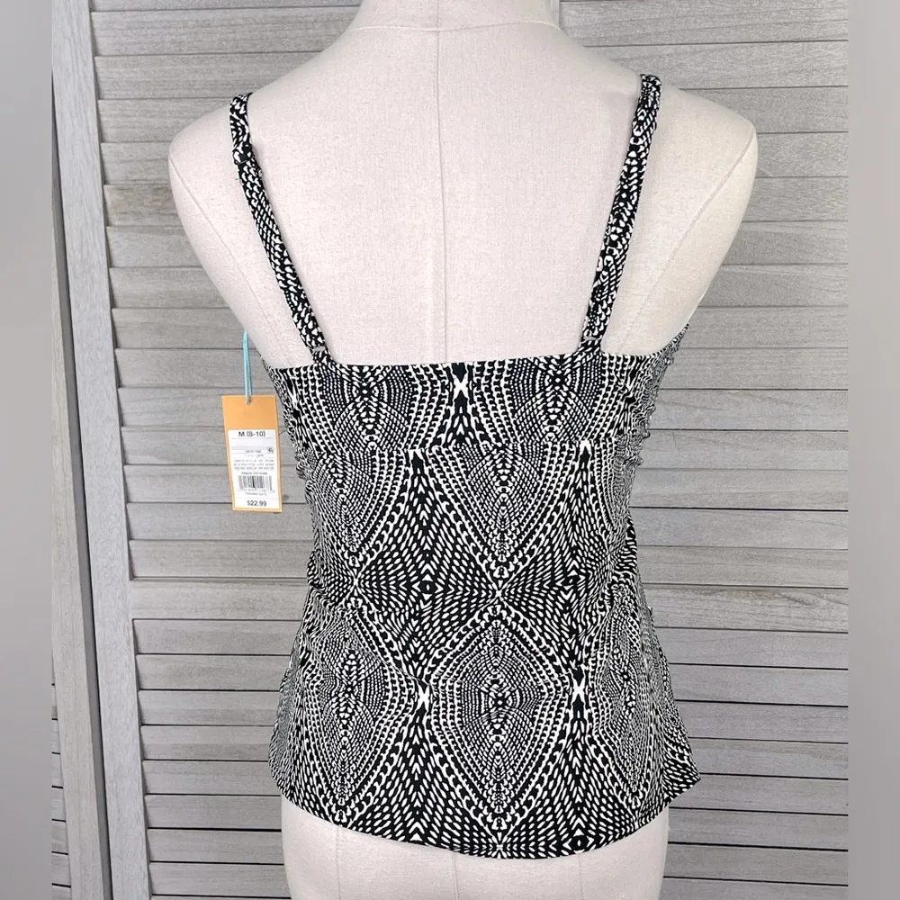 KONA SOL Tankini Top Black & White Pattern-Medium (8-10) - Image 2