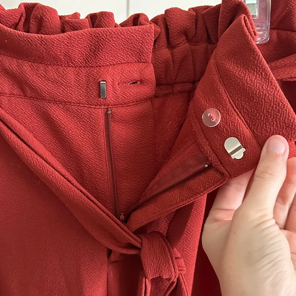 No Boundaries High Waisted Straight Leg Ankle Dress Pants size small red orange - Image 6