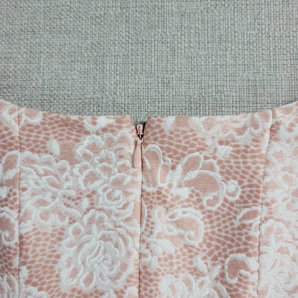 Jessica Howard Womens Dress Size 6P Blush Pink White V-Neck Jacquard Fit & Flare - Image 11
