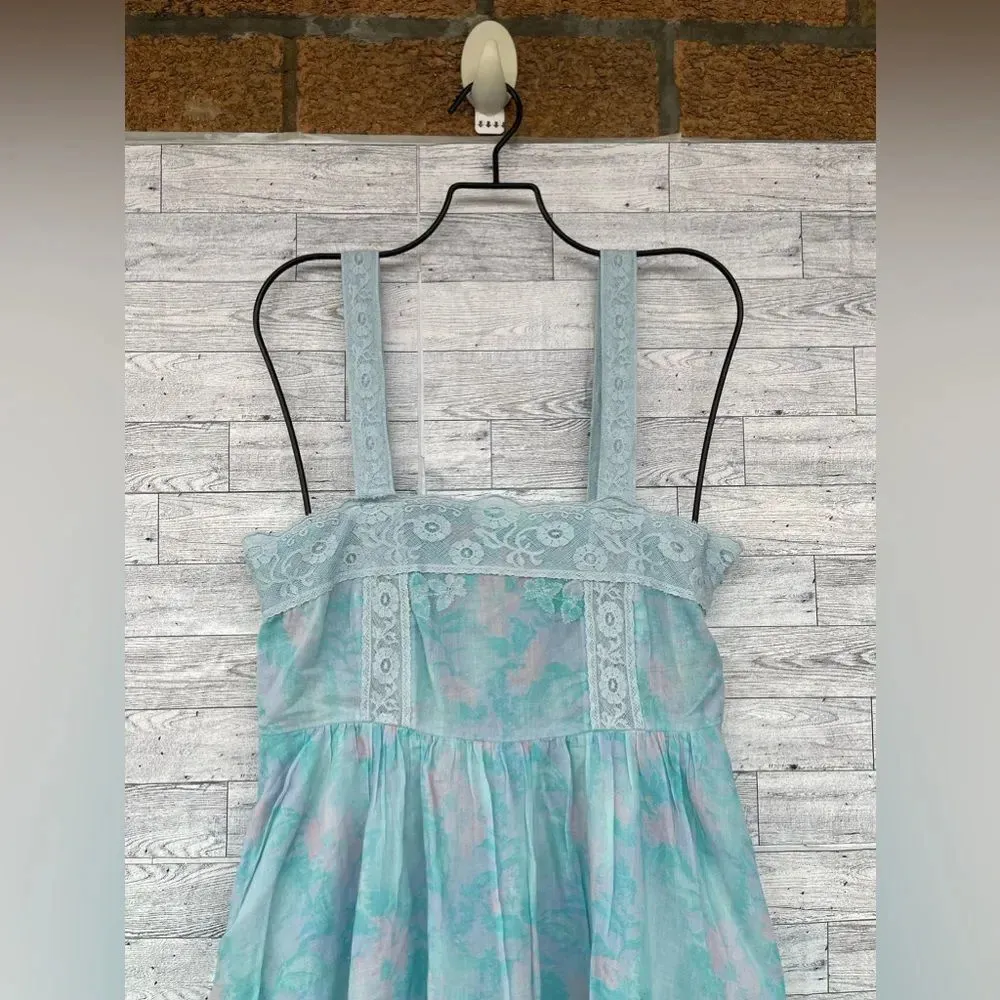 LoveShackFancy Ayala Maxi Dress in Aqua Sea Blue Pastel Watercolor Floral Print - Image 7