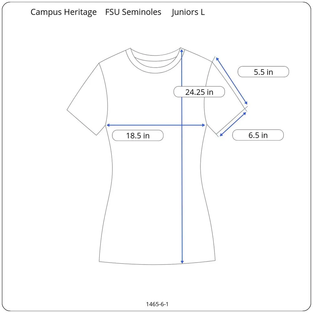 Campus Heritage Florida State Seminoles Shirt Juniors L Short Sleeve Crewneck Red Size M - Image 7