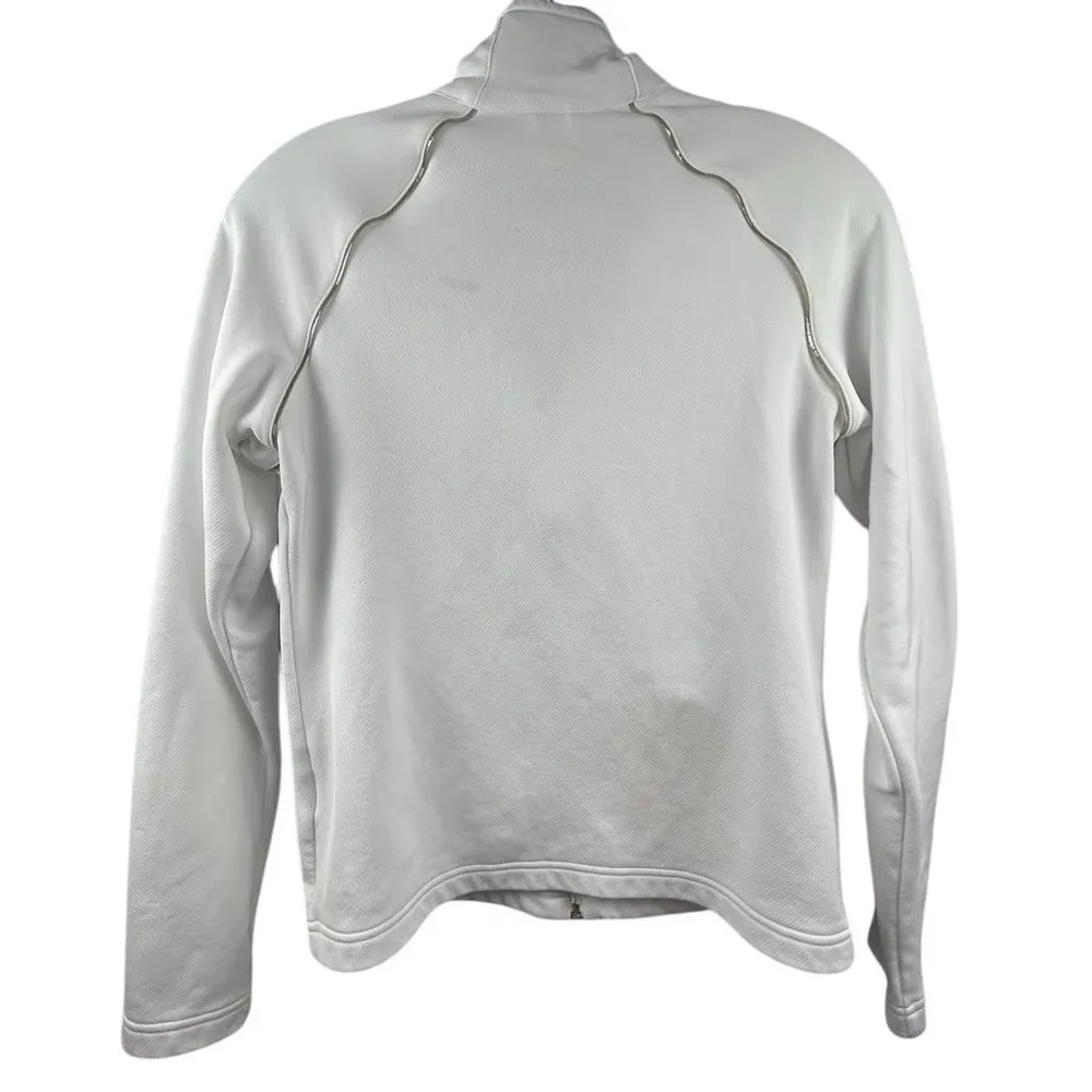 Adidas Women's White Full Zip Track Jacket Casual Long Sleeve- medium equivalent - Image 5