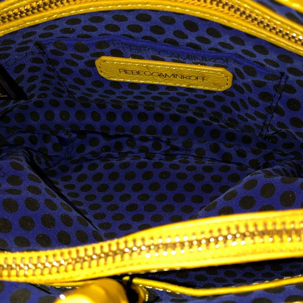 Rebecca Minkoff Yellow Ostrich Leather Crossbody Bag Clutch - Image 5