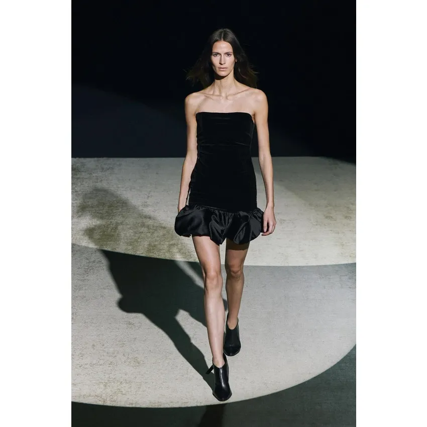 Zara Women Collection Short‎ Velvet Dress Blogger Fav Runway Large Dark Feminine - Image 3