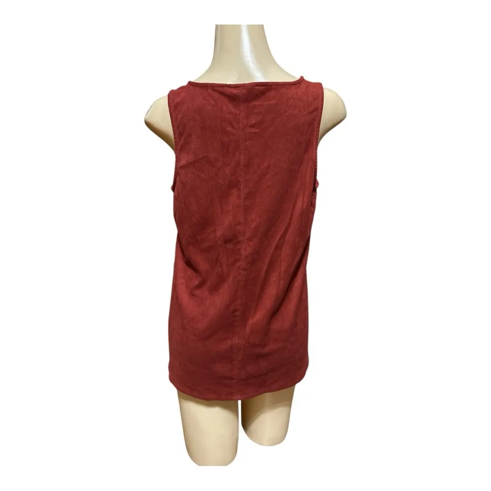Sanctuary Faux Suede Elegant Red Sleeveless Top, Super Soft, Sz Large - Image 3