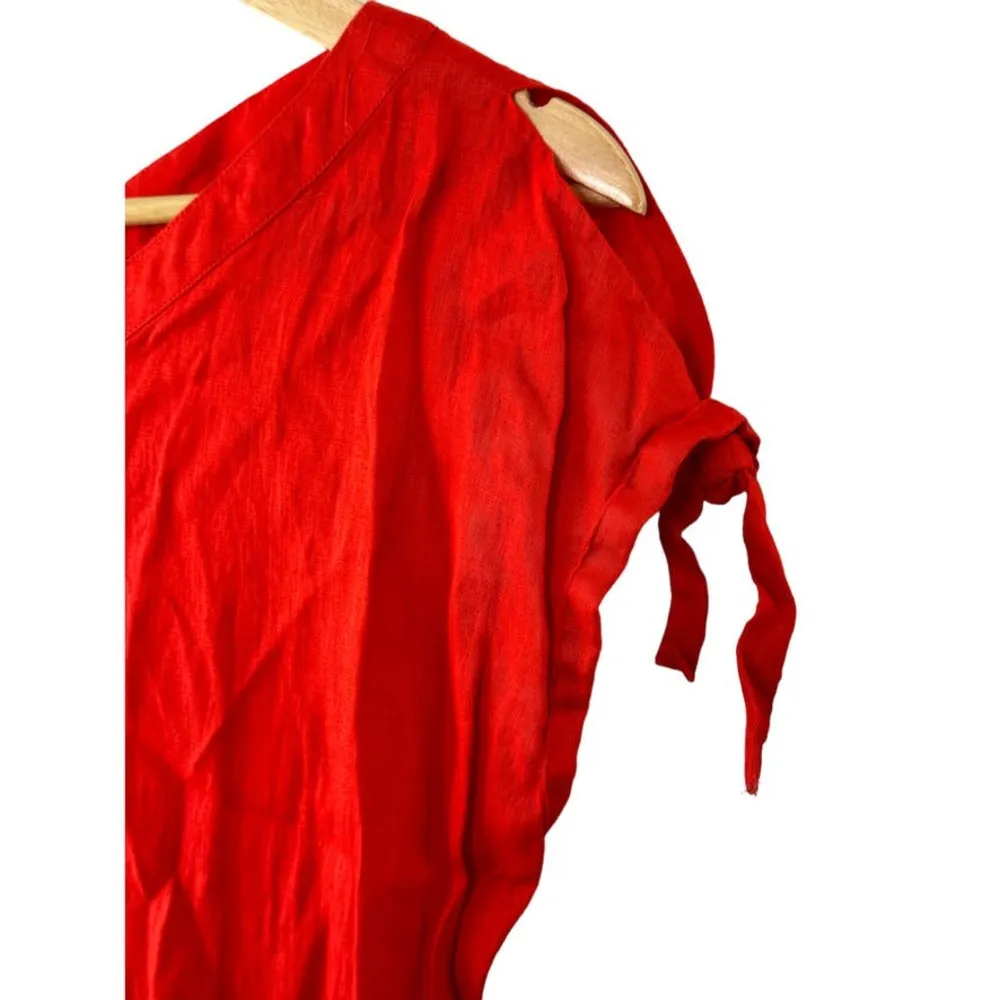 Anne Klein Short Sleeve Linen Cut-Out Dress Women's Size 2 Lined - Image 3