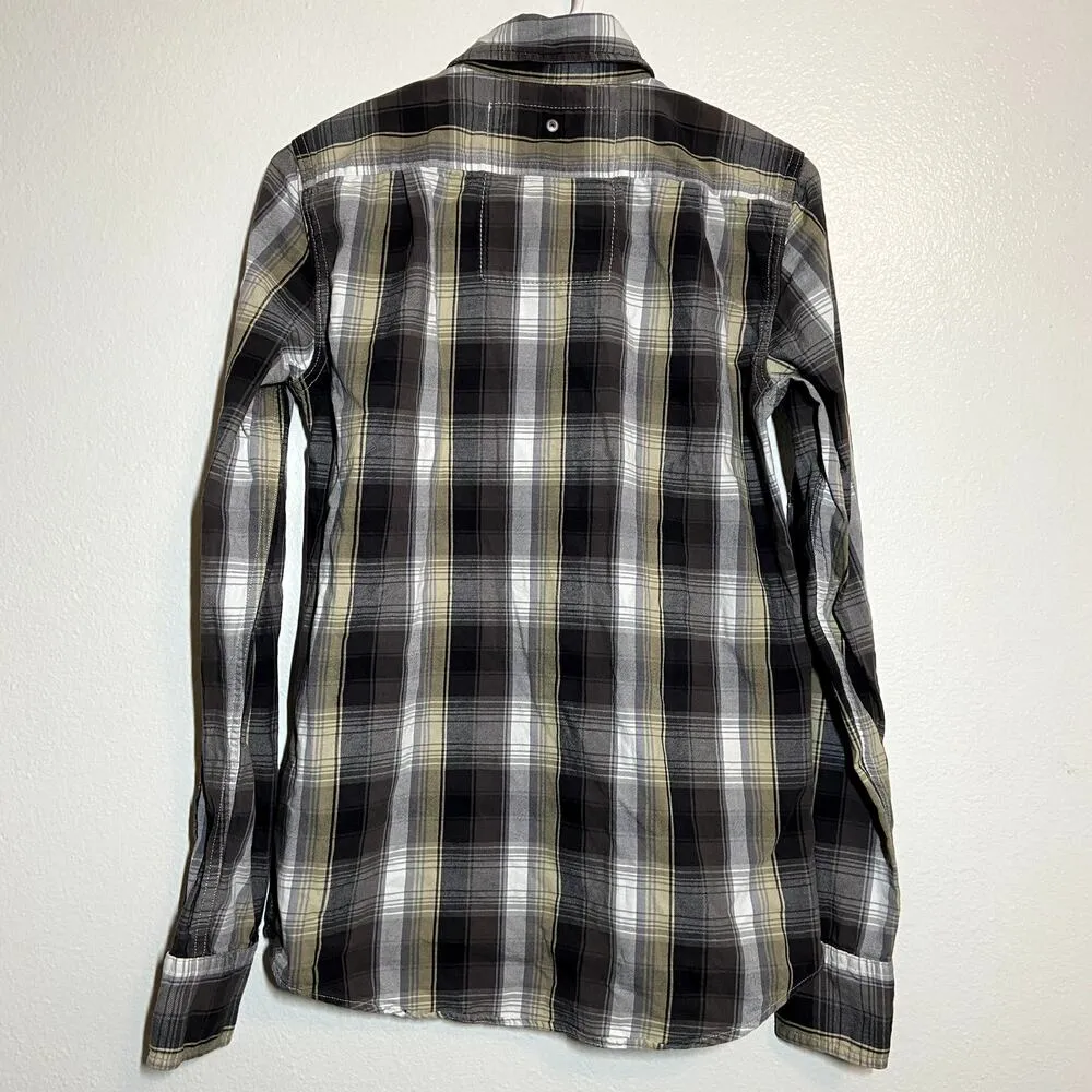 Superdry Co Button Up Flannel Shirt Long Sleeve Collared Double Pocket Black S - Image 5