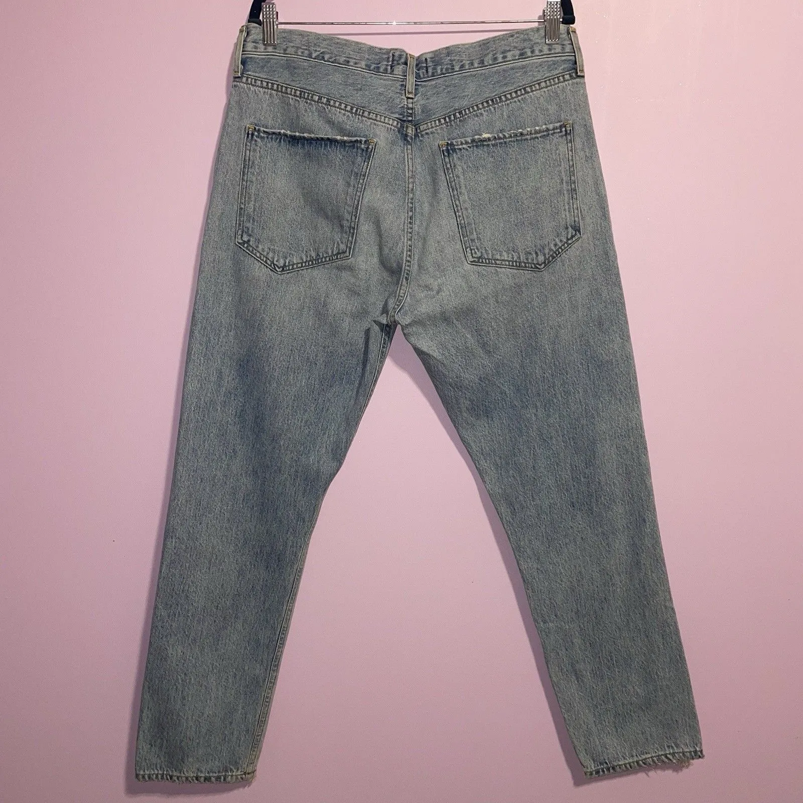 AGOLDE Jamie High Rise Classic Jeans Women Size 31 Distressed Light Wash - Image 6