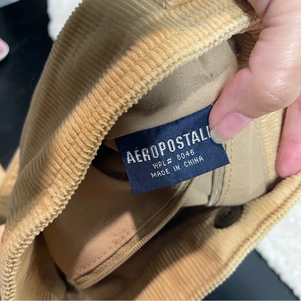 Vintage Y2K Aeropostale Tan Corduroy Small Shoulder Tote Bag - Image 3