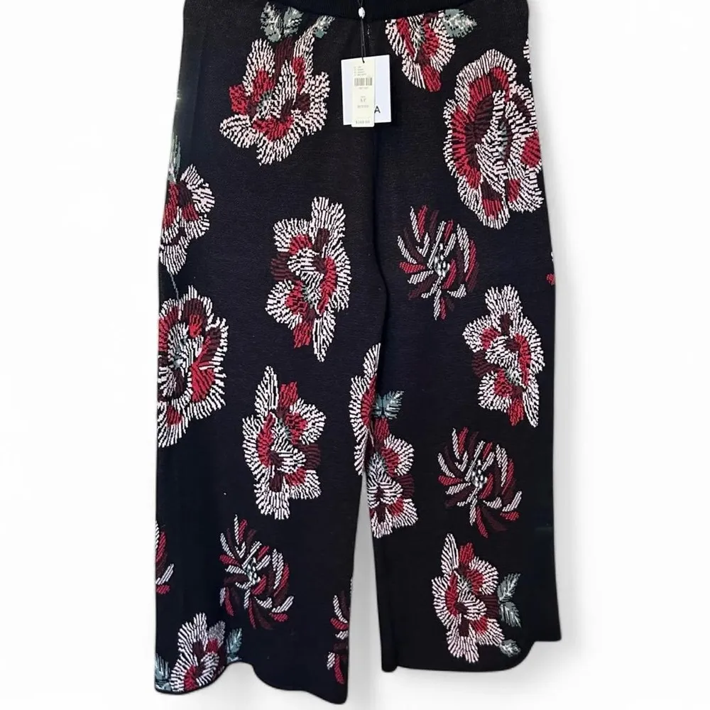 NWT Anthropologie Laia Floral Knit Wide Leg Sweater Pants | Small Petite - Image 2
