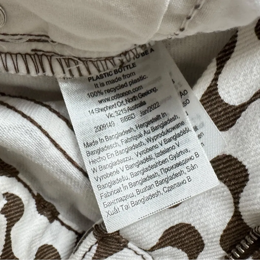 Cotton On Y2K Retro Wave Print Straight Leg Jeans Brown White Indie Aesthetic - Image 7