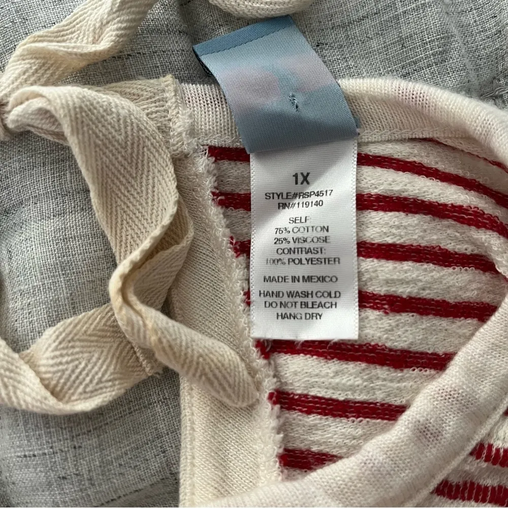 Pink Melo Red White Candycane Striped Shirt Size 1X - Image 13