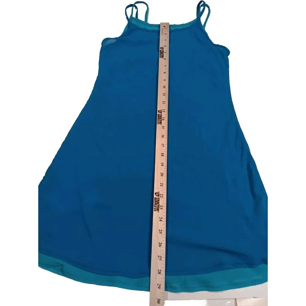 Vintage Y2K 90s Baby Streetwear Strappy Layered Slip Dress Large Blue - Image 6