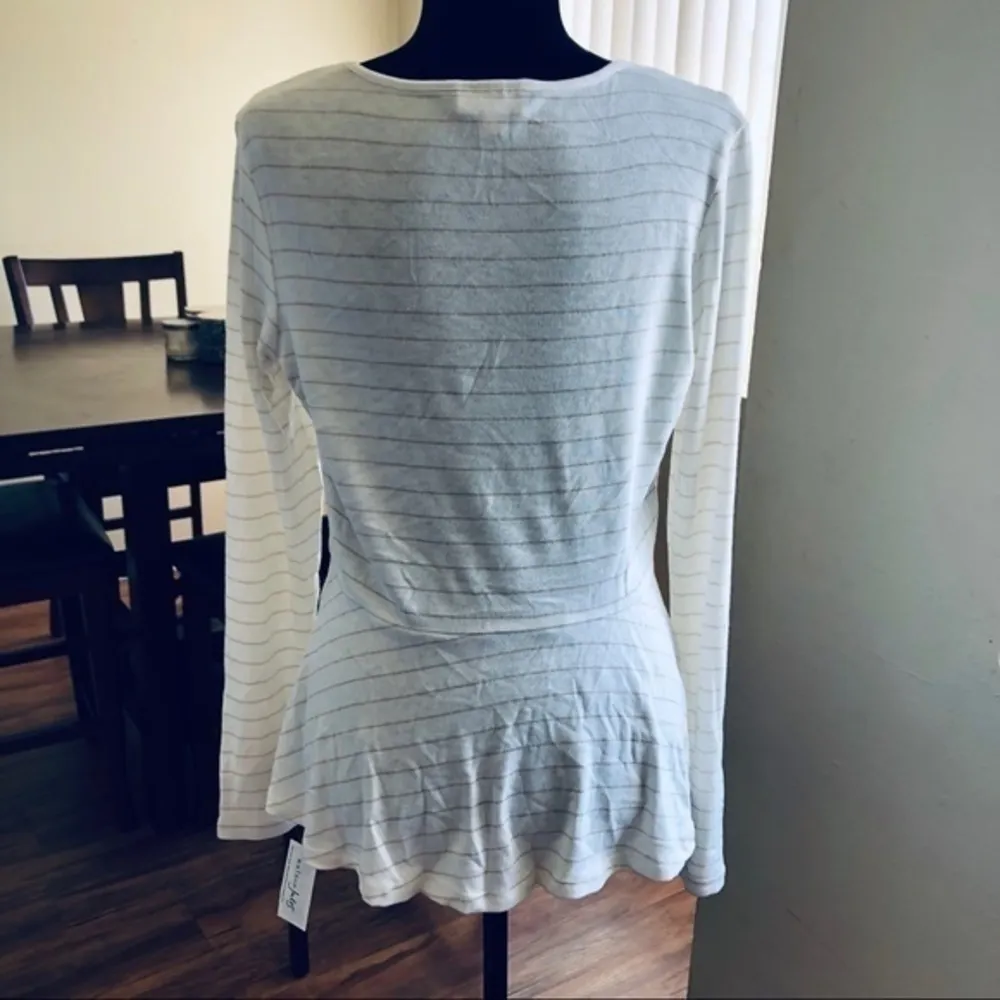 Maison Jules Womens Peplum Metallic Casual Top - Image 5