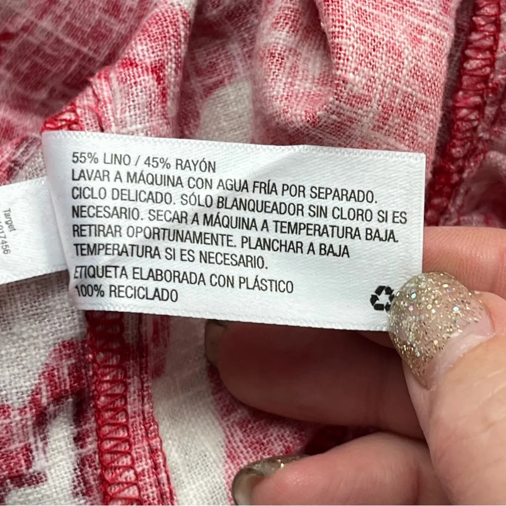 Rhode x Target Midi Red Floral Linen Blend Bell Sleeve Dress‎ Size 16 Summer NEW - Image 7