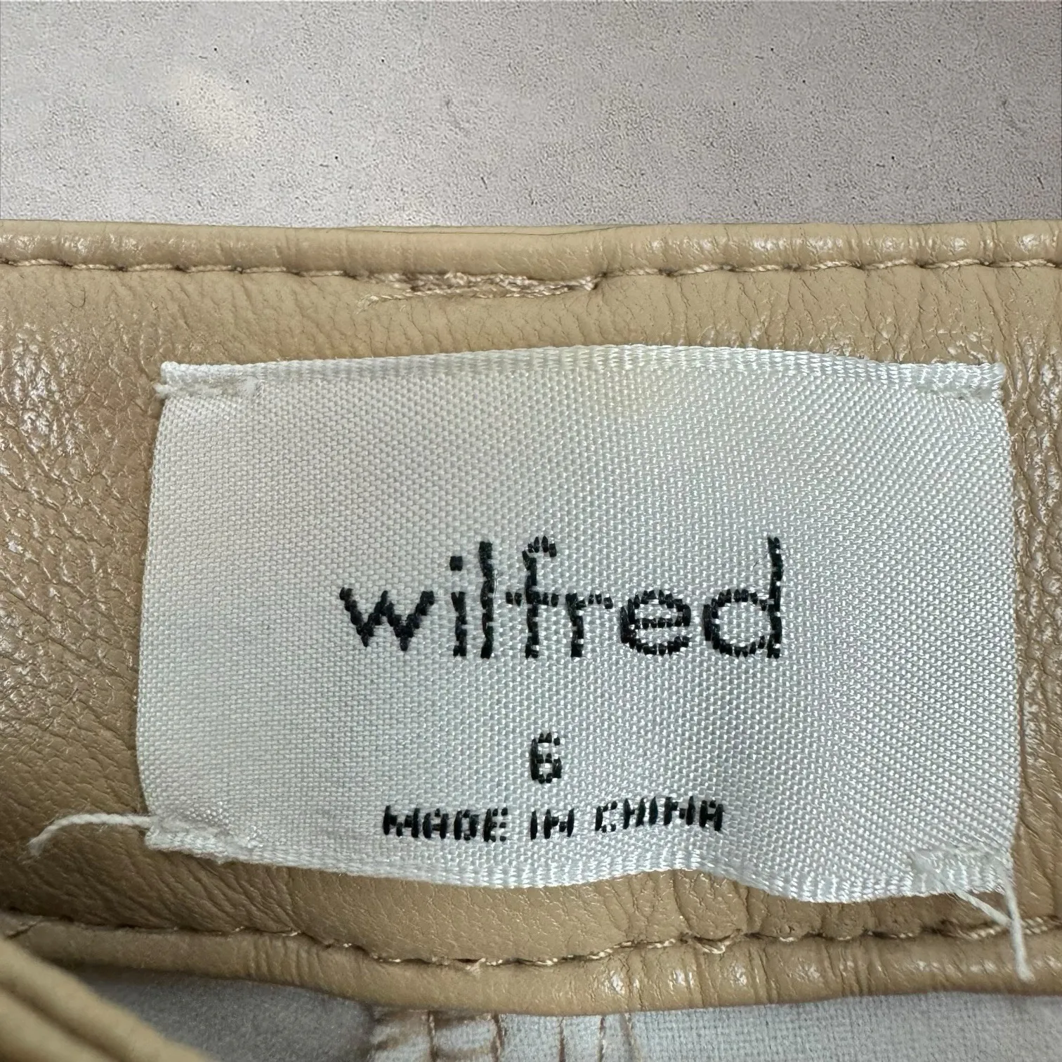 Aritzia Wilfred The Melina Taupe Vegan Leather Straight Leg Pants Size 6 - Image 5