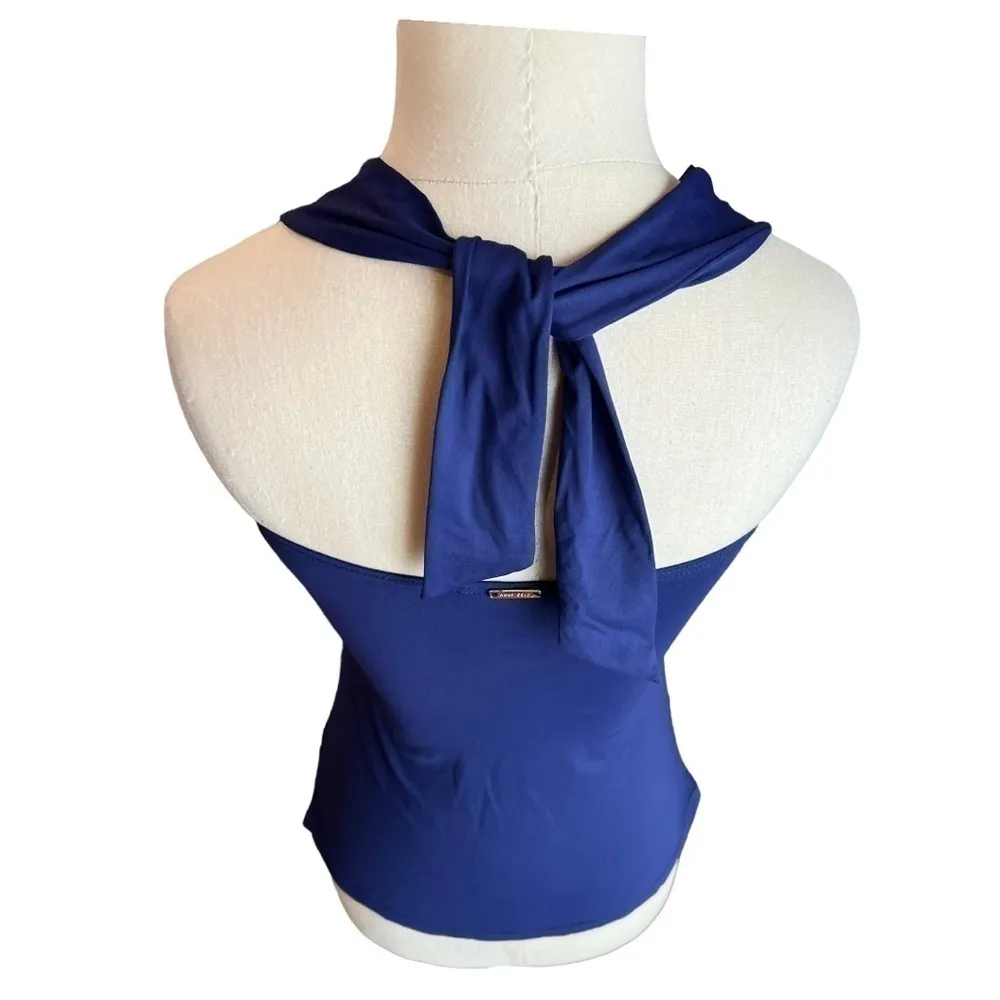 ANNE Cole Retro Navy Blue & White Halter Bandeau Tankini Top Size Small - Image 7