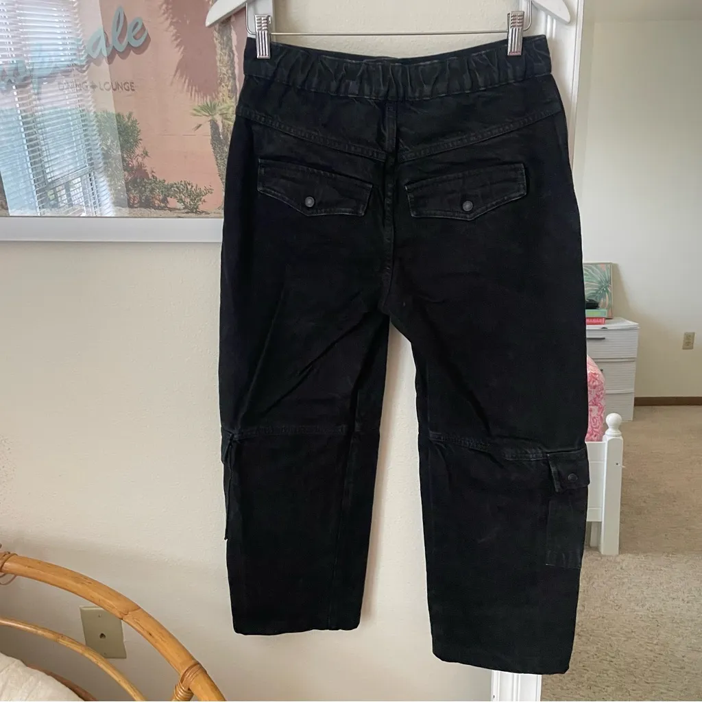 Free People We The Free Marx Slouchy Wide Leg Cargo Jeans in Washed Black 25 - Image 5