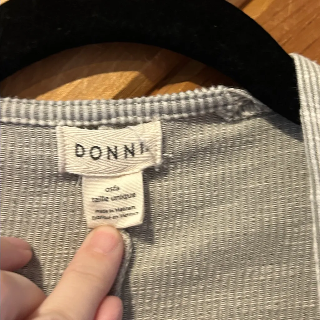 Donni Anthropologie gray & white ribbed oversized open front cardigan Size L - Image 4