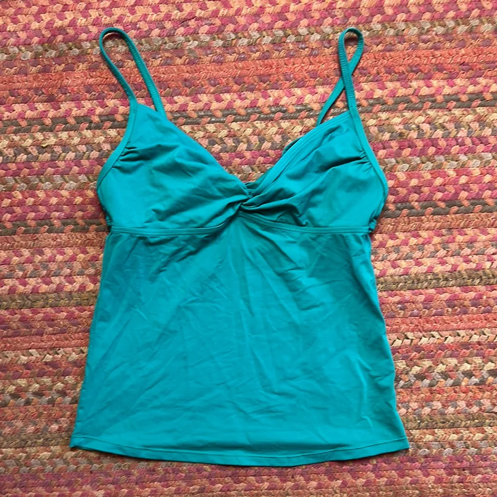 ATHLETA TEAL BLUE TWIST FRONT TANKINI CAMI SWIM TOP - Image 3
