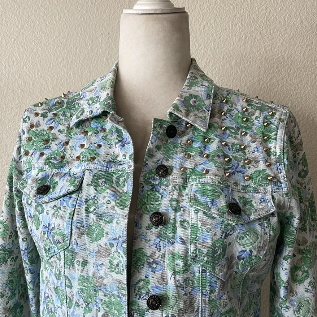 BUFFALO DAVID BITTON Embellished Printed‎ Denim Jacket - Image 4