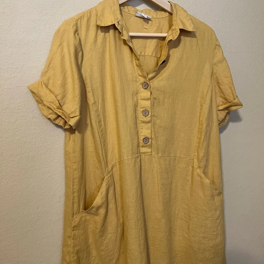 J Jill Linen Mustard Button - Image 2