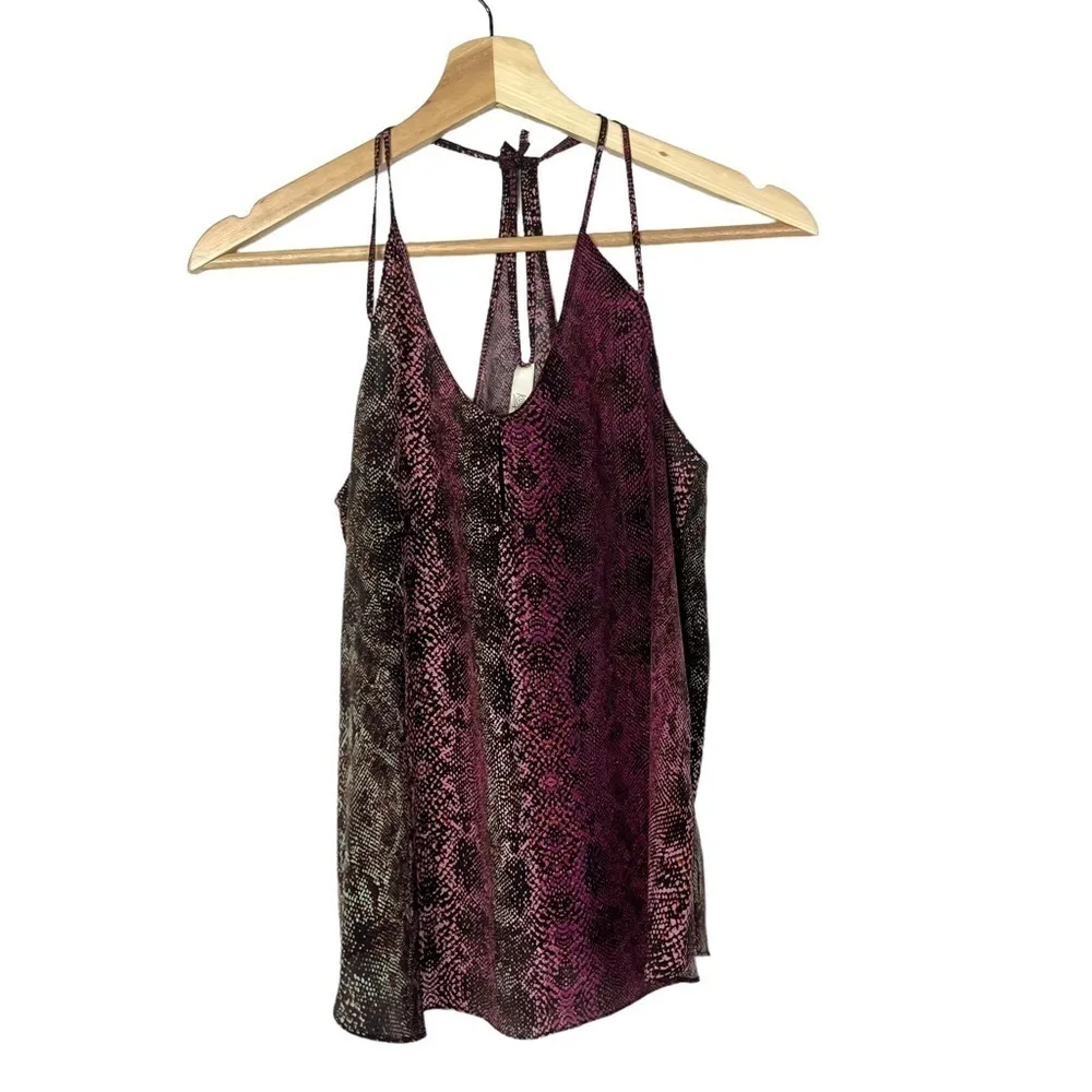 Rory Beca Purple Snake Print Silk Tank Top XS - Image 2