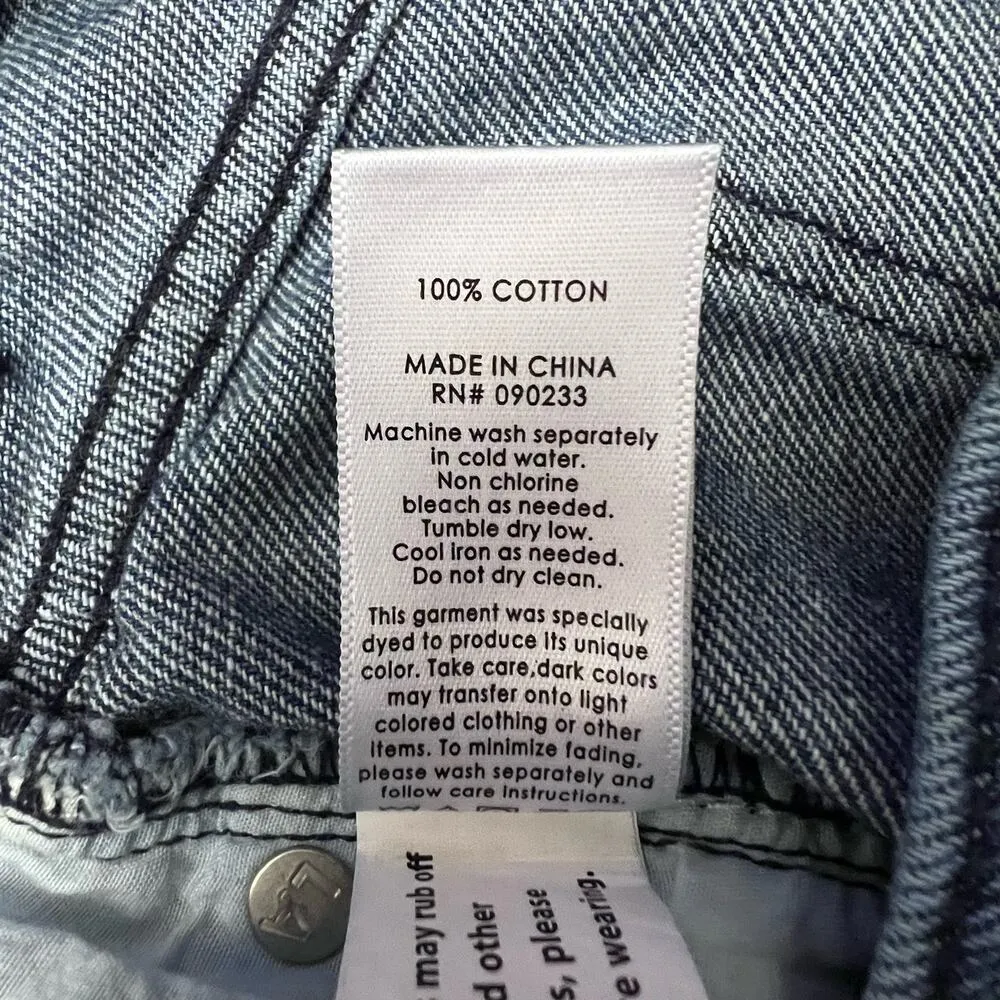 Vintage Pac Sun Blue Denim Jean Mini Skirt Distressed Cut-Off Frayed Hem Size 28 - Image 7