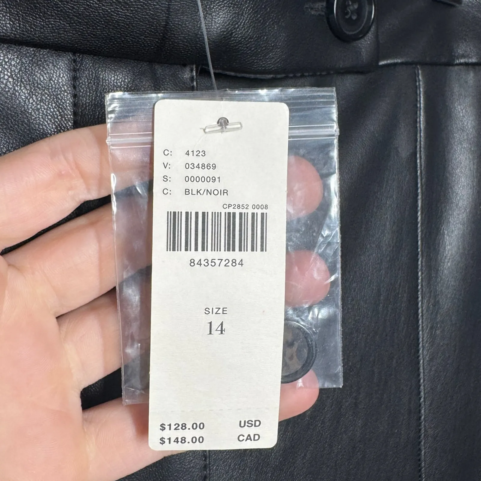 Maeve By Anthropology Pants NWT Women 14 Black Plus Size Vegan Leather Zip Slit - Image 4