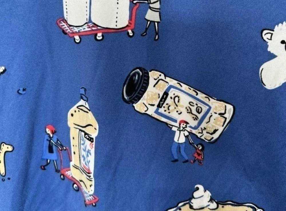 Munki munki blue graphic cartoon long sleeve pajama top pies food lounge size XS - Image 3