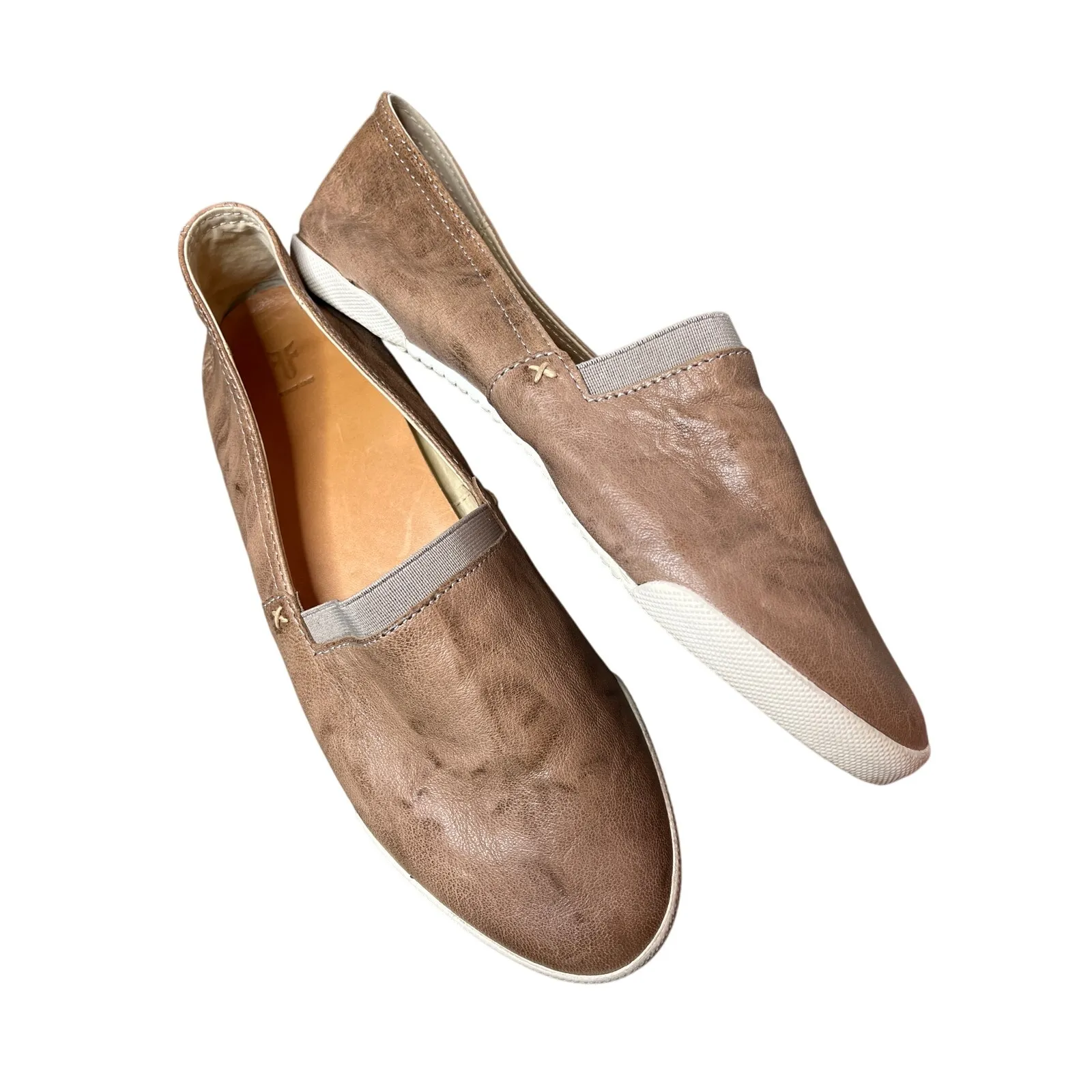 Frye Melanie Slip On‎ Sneakers Size 10 Burnished Gray Brown Leather Upper Flats - Image 2