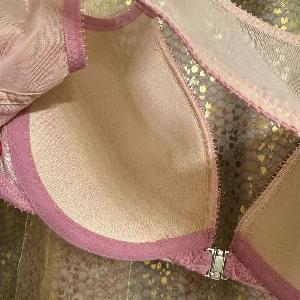 Victorias Secret Dream Angels Mauve Pink Lace Racerback Front Clip Bra 32D - Image 6