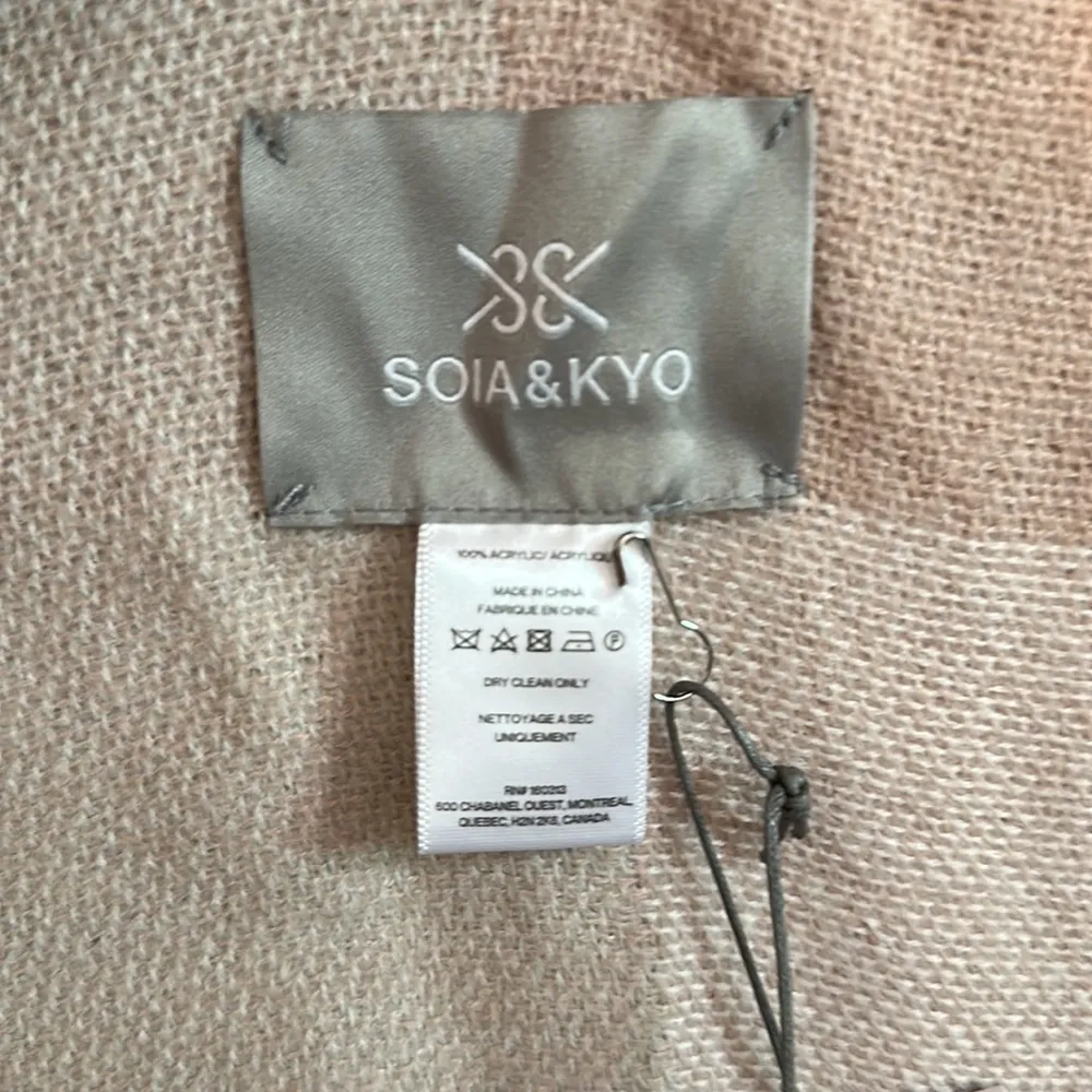 Slow & Kyo New Women’s One Size Color Block Pink Tan Fringe Poncho Shawl Boho - Image 7