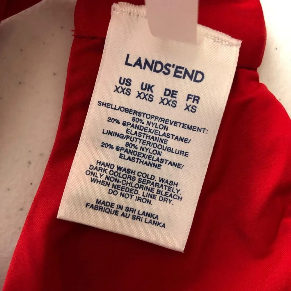 Lands End Swim Bikini Top Halter Tie Front Red XXS - Image 3