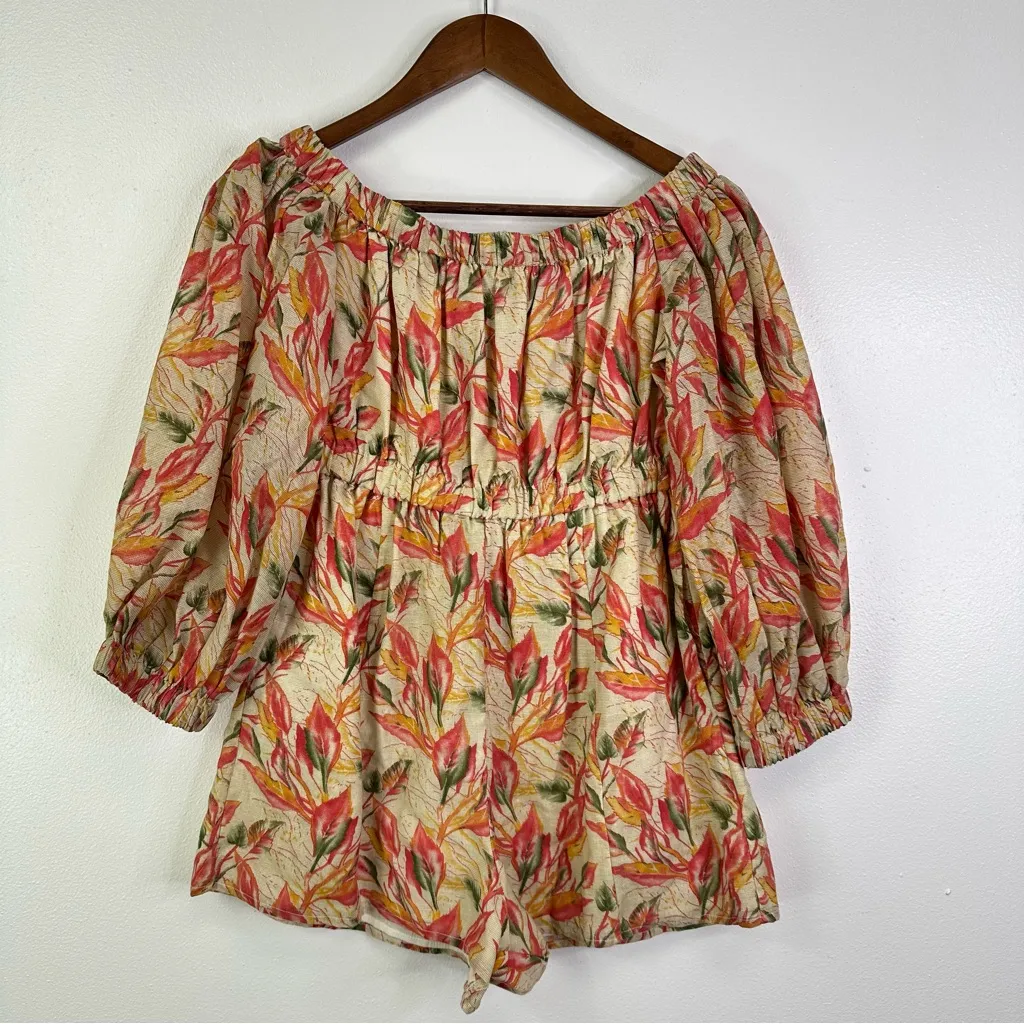 Lovers + Friends Bosworth Off the Shoulder Romper Tropical Print‎ Size S - Image 2