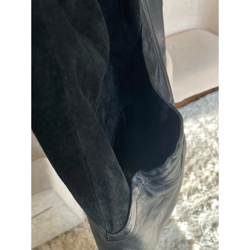 Vintage Global Identity G III Leather Coat Lace Panel Y2K Parisian Quiet Luxury Black Size M - Image 6