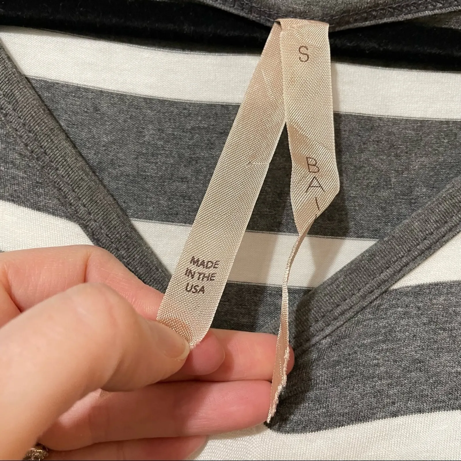 Bailey 44 Grey & White Striped Ruched Long Sleeve Mini Dress Womens S Bodycon - Image 6