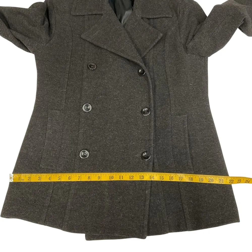 St. John's Bay Women's Wool Cashmere Double‎ Breasted Pea Coat Black Size Large - Image 8