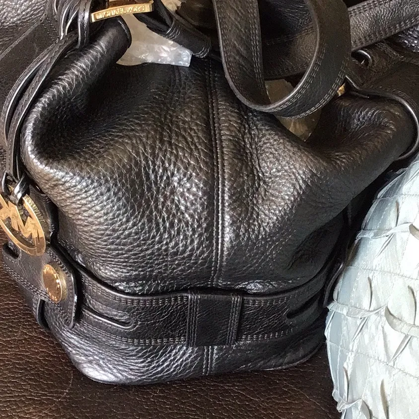 Michael Kors Black Harness Leather Grab Bag Luggage 35F4GHNT3L $398 - Image 5
