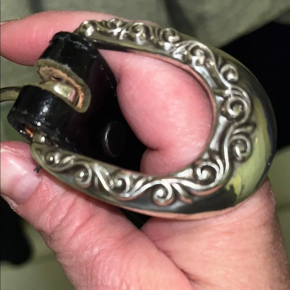 Brighton vintage 1996 Black Leather Belt with Silver Accents - Image 7