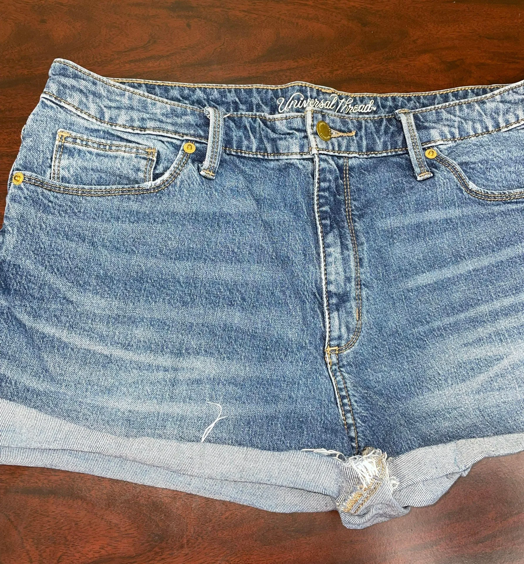 High Rise Shortie Denim Shorts Size 14 - Image 2