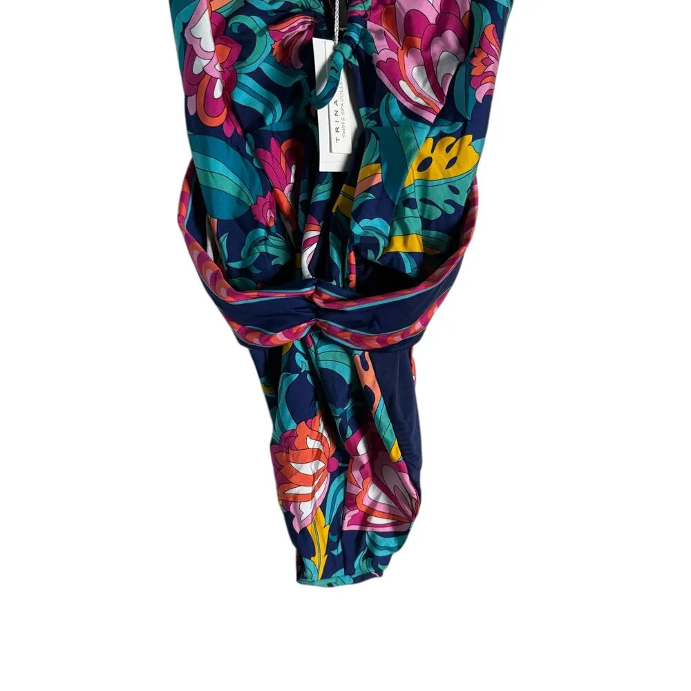 Trina Turk India Garden Floral Print One-Piece Plunge Swimsuit Size 6 - Image 10
