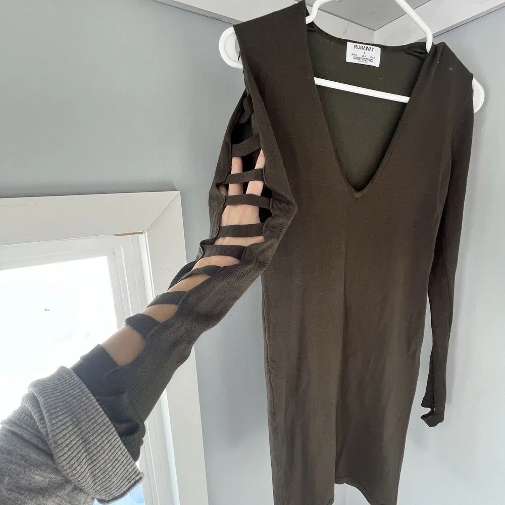 Runaway The Label Green Demi Mini Dress Size XS/ small Ladder Cut Out  Sleeves - $20 - From Lindsay